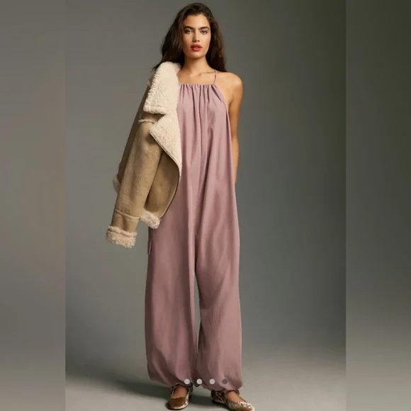 ✨ Anthropologie Waistless Jumpsuit Sz L/XL P - Picture 4 of 6